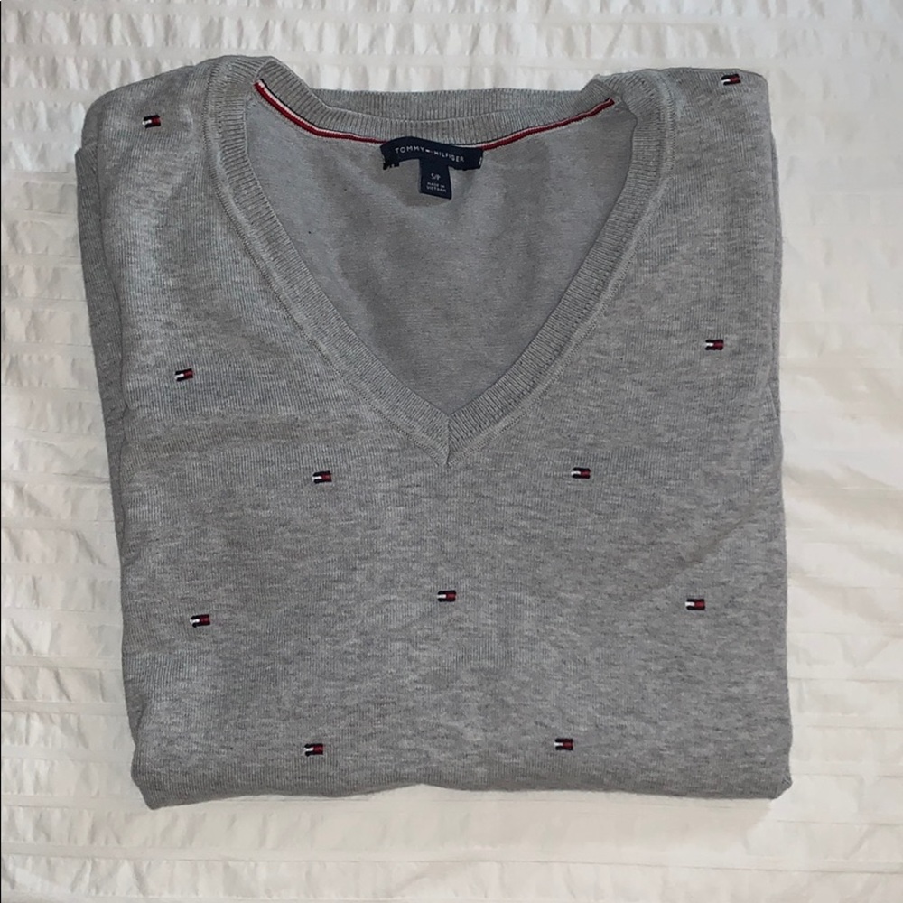 Tommy Hilfiger Gray V-Neck Sweater